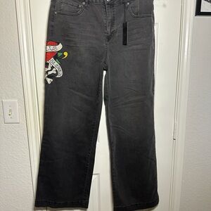 NEW Women's EdHardy Black Wide Leg Jeans